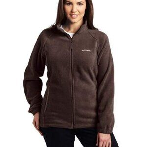Columbia Women's Brown Full Zip Fleece Jacket zippered pockets size L